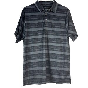 PGA TOUR Airflux Mens Medium Golf Polo Shirt Gray Striped Short Sleeve